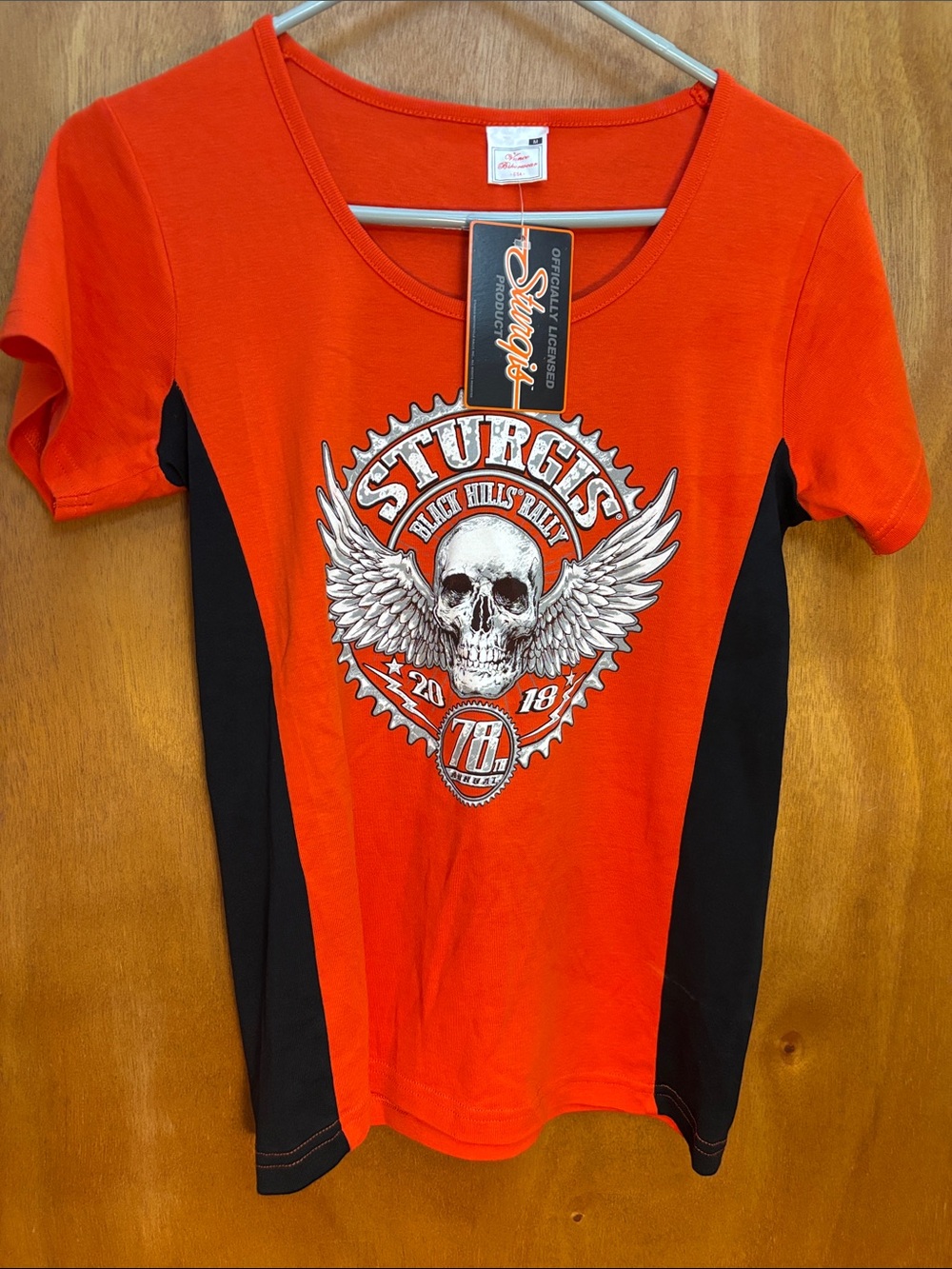 Harley-Davidson Orange & Black Sturgis Skull Wing Short Sleeve Tee
